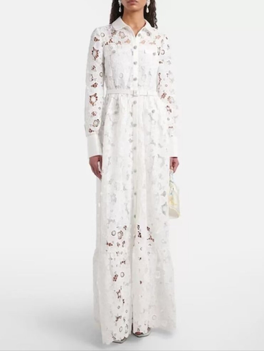 Self-Portrait Belted guipure lace shirt dress - Picture 6 of 7